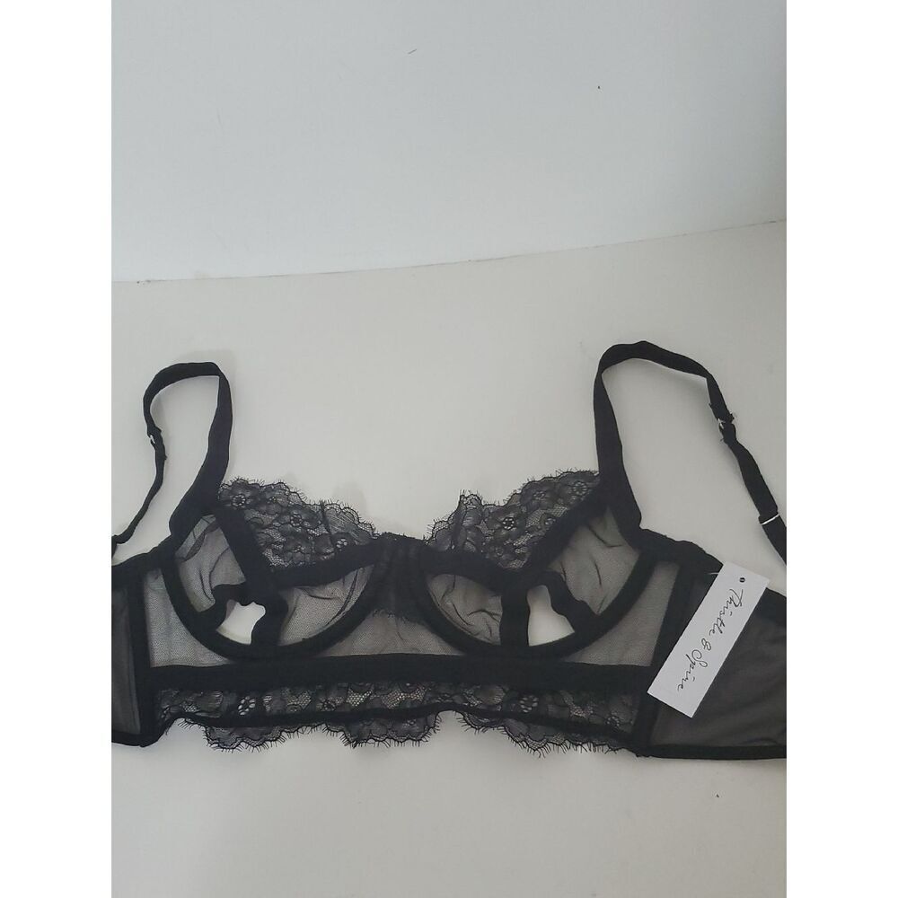 Thistle and Spire Black Sheer Lace Underwire Bra Size 32C NWT